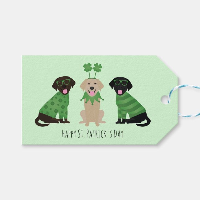 Lycklig St patricks day Labrador Retriever Hundar Presentetikett (Framsidan (Horisontell))