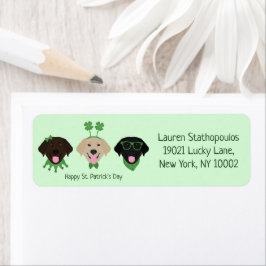 Lycklig St patricks day Labrador Retriever Hundar Returadress Etikett