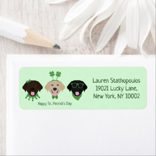 Lycklig St patricks day Labrador Retriever Hundar Returadress Etikett