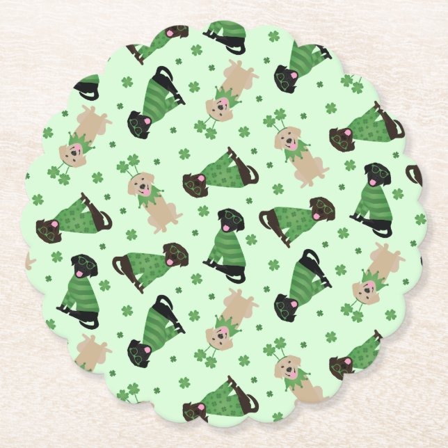 Lycklig St patricks day Labrador Retriever Hundar Underlägg Papper (Framsida)