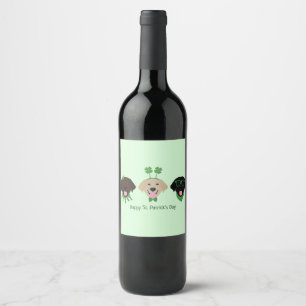 Lycklig St patricks day Labrador Retriever Hundar Vinflaska Etikett