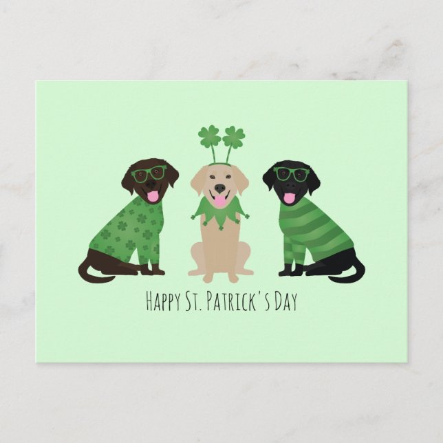 Lycklig St patricks day Labrador Retriever Hundar Vykort (Framsida)