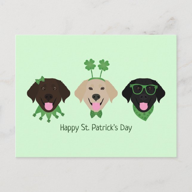 Lycklig St patricks day Labrador Retriever Hundar Vykort (Framsida)