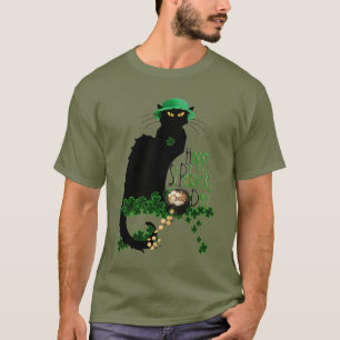 Lycklig St patrick's day Le Chatta Noir T Shirt