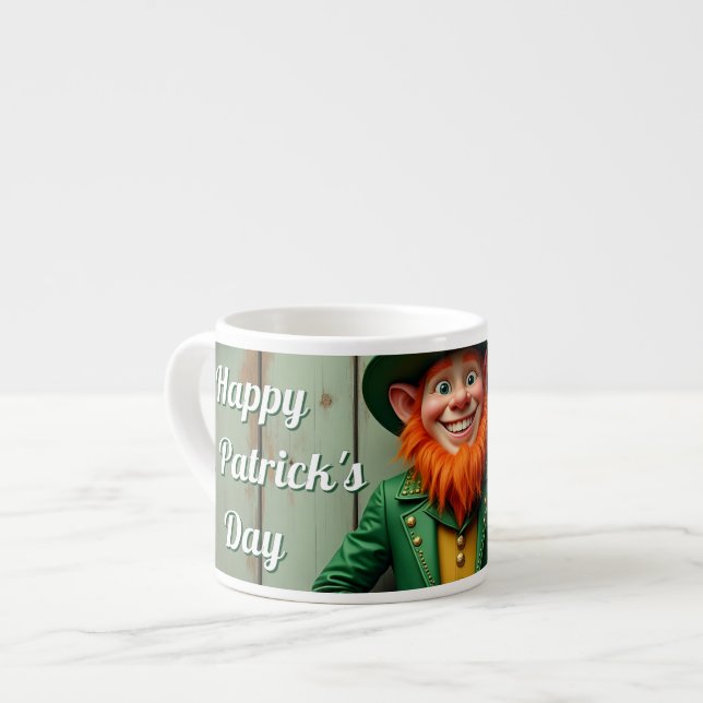 Lycklig St. Patrick's Day Leprechaun Espressomugg (Framsida vänster)