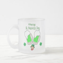 Lycklig St. Patrick's Day Leprechaun Frostad Glasmugg