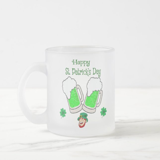 Lycklig St. Patrick's Day Leprechaun Frostad Glasmugg (Vänster)