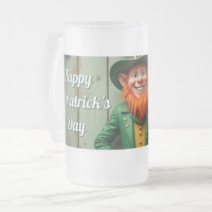 Lycklig St. Patrick's Day Leprechaun Frostat Ölglas