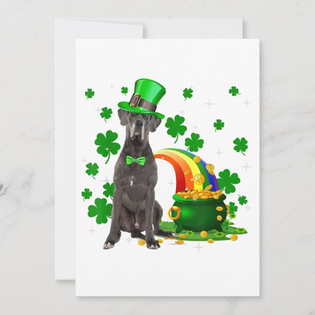 Lycklig St patricks day Leprechaun Great dane Hund Meddelande (Framsida)