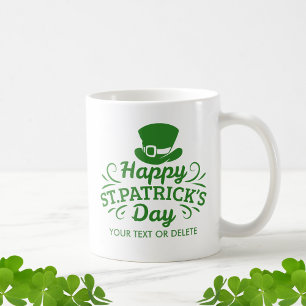 Lycklig St patricks day Leprechaun Hat Anpassnings Kaffemugg