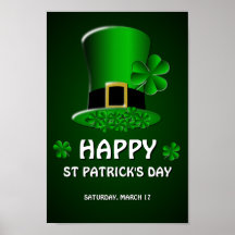 Lycklig St patrick's day Leprechaun Hat Poster