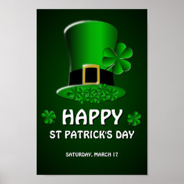 Lycklig St patrick's day Leprechaun Hat Poster