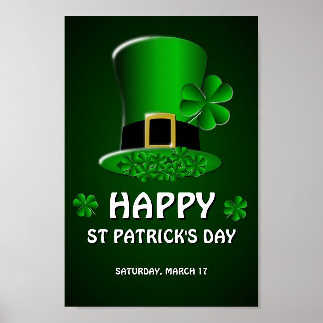 Lycklig St patrick's day Leprechaun Hat Poster (Framsidan)