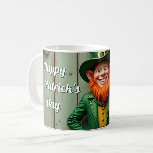 Lycklig St. Patrick's Day Leprechaun Kaffemugg (Framsida vänster)