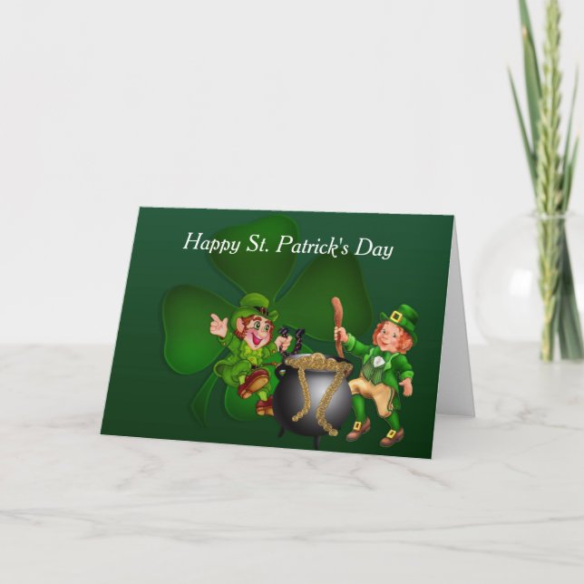 Lycklig St. Patrick's Day Leprechaun Kort (Framsida)