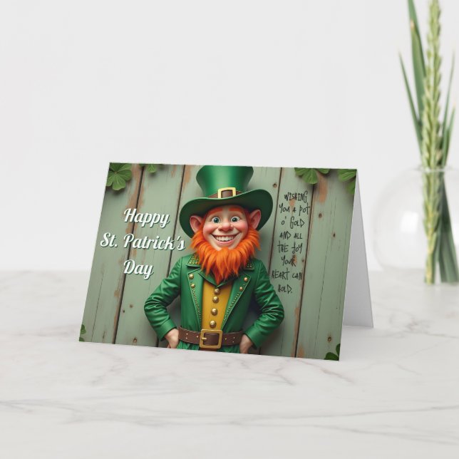 Lycklig St. Patrick's Day Leprechaun Kort (Framsida)