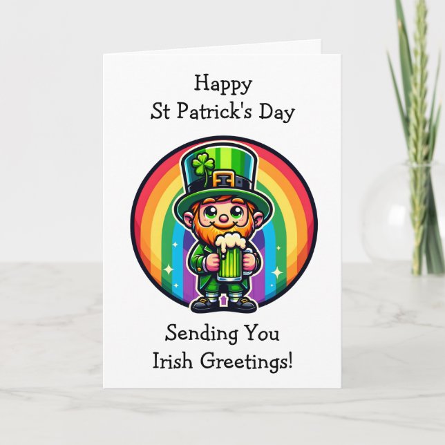 Lycklig St patrick's day Leprechaun Kort (Framsida)