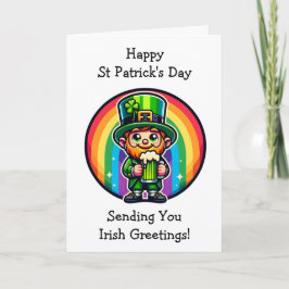 Lycklig St patrick's day Leprechaun Kort