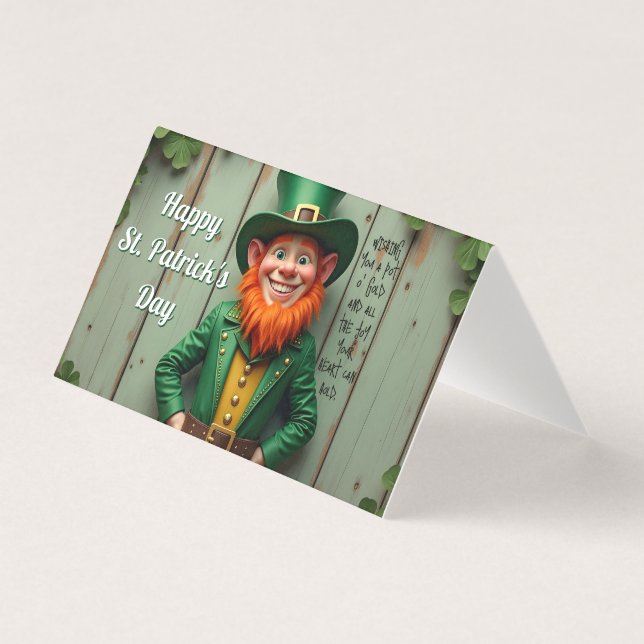 Lycklig St. Patrick's Day Leprechaun Kort (Framsida)