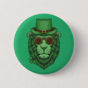 Lycklig St. Patrick's Day Leprechaun Lejon Knapp