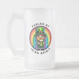 Lycklig St patrick's day Leprechaun med Grönt öl Frostat Ölglas