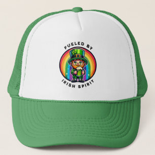 Lycklig St patrick's day Leprechaun med Grönt öl Keps