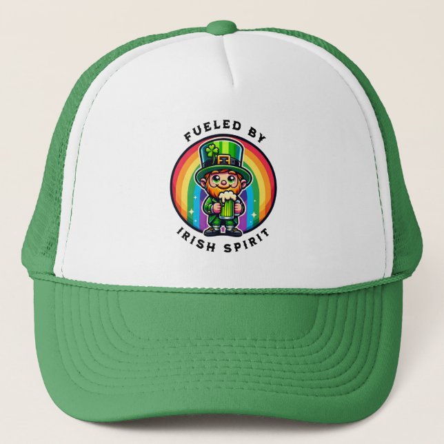 Lycklig St patrick's day Leprechaun med Grönt öl Keps (Framsida)