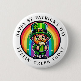 Lycklig St patrick's day Leprechaun med Grönt öl Knapp