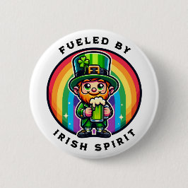 Lycklig St patrick's day Leprechaun med Grönt öl Knapp