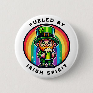 Lycklig St patrick's day Leprechaun med Grönt öl Knapp