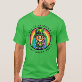 Lycklig St patrick's day Leprechaun med Grönt öl T Shirt