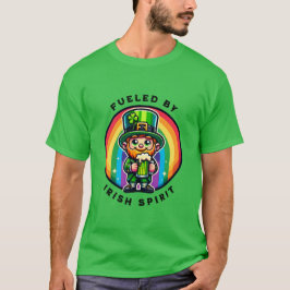 Lycklig St patrick's day Leprechaun med Grönt öl T Shirt