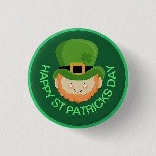 Lycklig St patricks day Leprechaun och schamphat Knapp