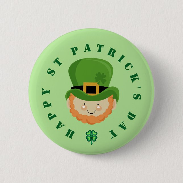 Lycklig St patrick's day leprechaun och schamprock Knapp (Framsida)