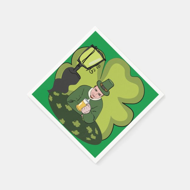 "LYCKLIG ST. PATRICK'S DAY’ LEPRECHAUN PAPPERSSERVETT (Hörn)