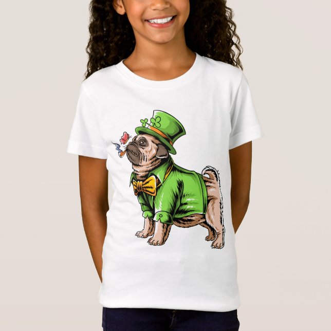 Lycklig St. Patrick's Day | Leprechaun Pug T-Shirt (Framsida)