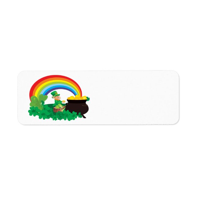 Lycklig St. Patrick's Day Leprechaun Returadress Etikett (Framsidan)