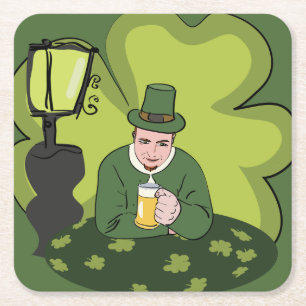 "LYCKLIG ST. PATRICK'S DAY’ LEPRECHAUN UNDERLÄGG PAPPER KVADRAT