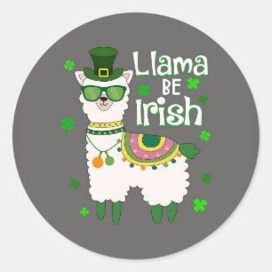 Lycklig St. Patrick's Day LIama-dekal Runt Klistermärke