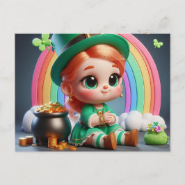 Lycklig St. Patricks Day, liten flicka Vykort
