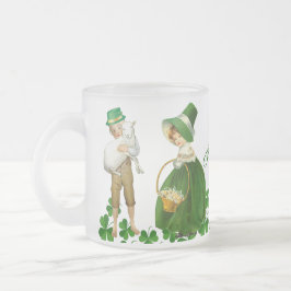 Lycklig St patricks day Little Girl Boy Sheep Klöv Frostad Glasmugg