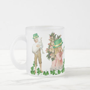 Lycklig St patricks day Little Girl Boy Sheep Klöv Frostad Glasmugg