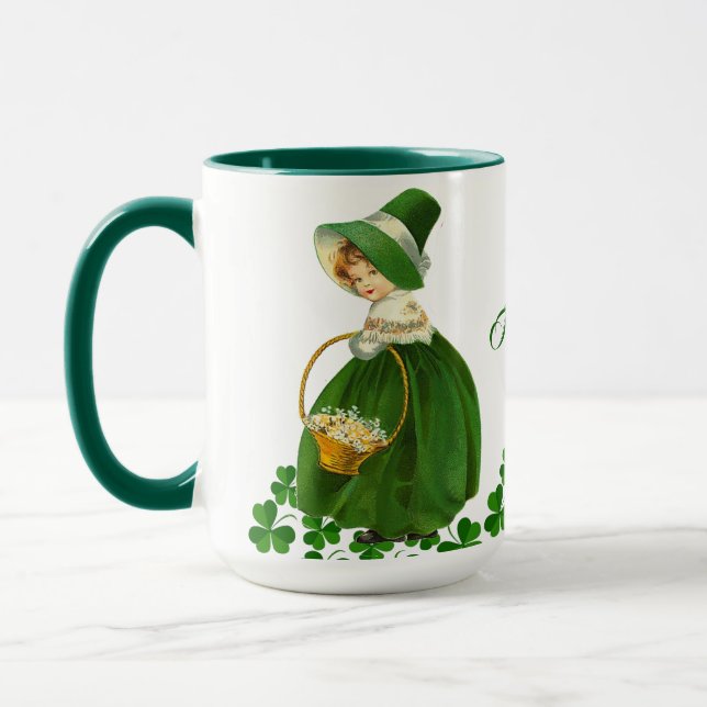 Lycklig St patrick's day Little Girl Lucky Shamroc Mugg (Vänster)