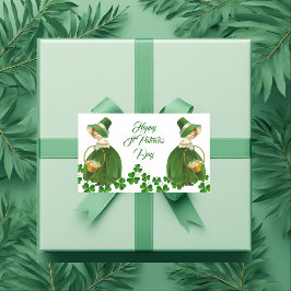 Lycklig St patrick's day Little Girl Lucky Shamroc Rektangulärt Klistermärke