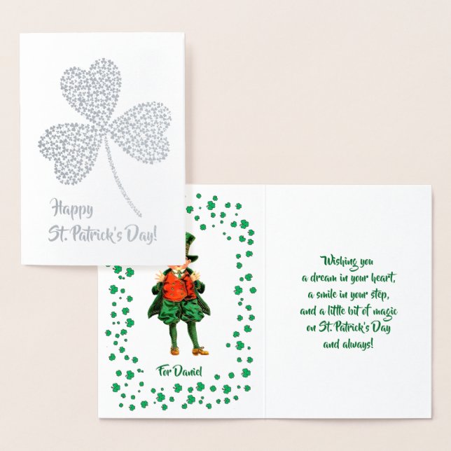 Lycklig St. Patrick's Day. Little Irish Boy Folierat Kort (Display)