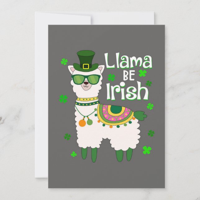 Lycklig St. Patrick's Day Llama-inbjudan Inbjudningar (Framsida)
