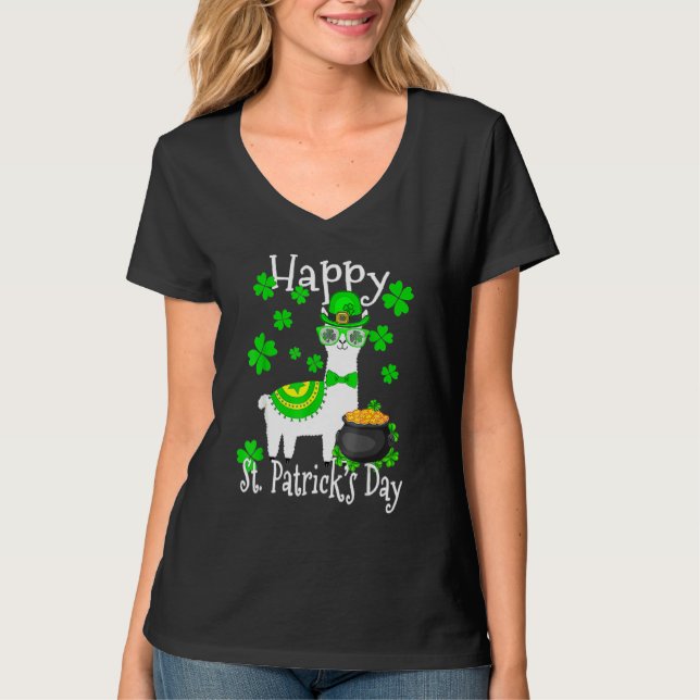 Lycklig St patricks day Llama Pappa Mamma Boy Luck T Shirt (Framsida)