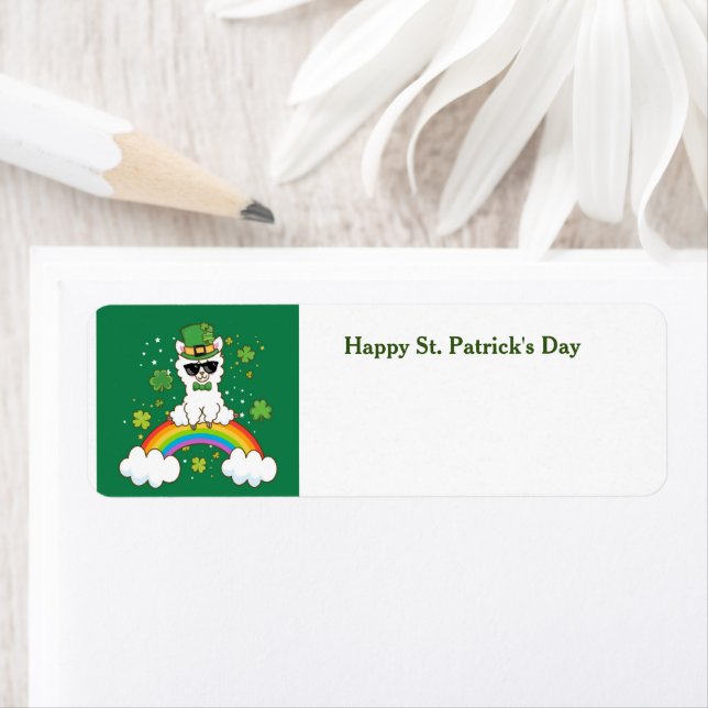 Lycklig St. Patrick's Day llama retur adressetiket Returadress Etikett (Insitu)