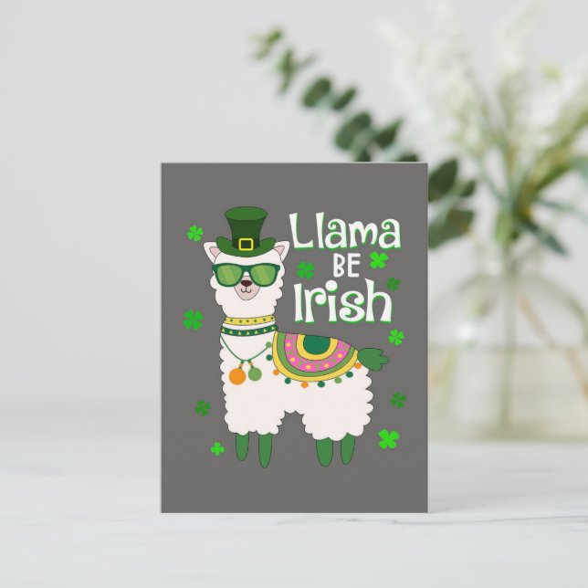Lycklig St. Patrick's Day Llama-vykort Vykort (Stående Fram)