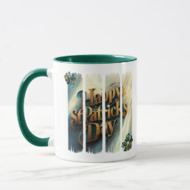 Lycklig St.Patrick's Day Lodrät Brushstroke Mugg